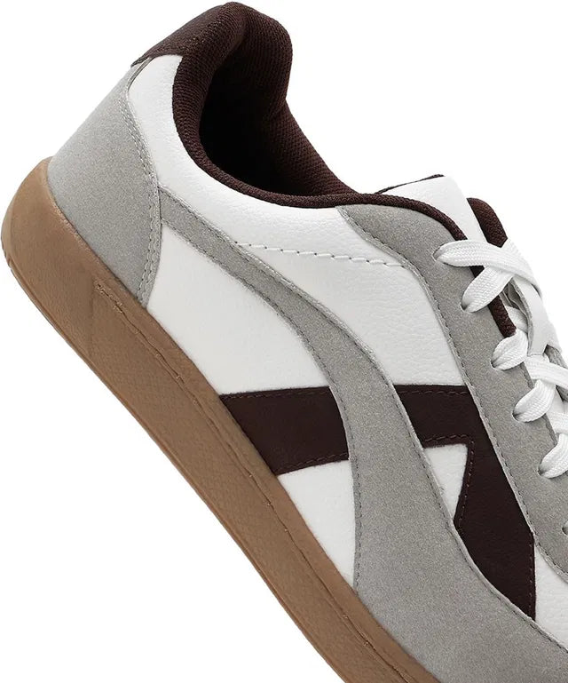 RetroEdge White &amp; Brown Classic Sneakers