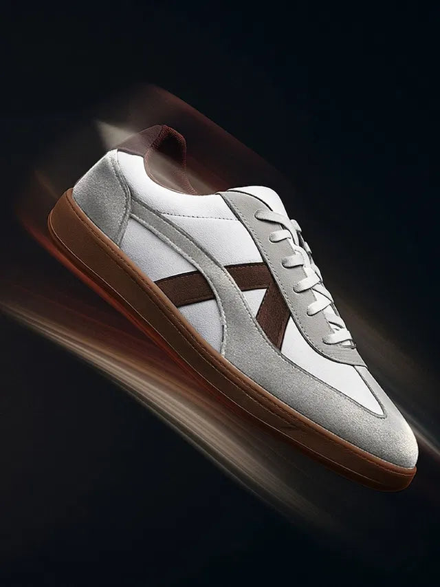 RetroEdge White &amp; Brown Classic Sneakers
