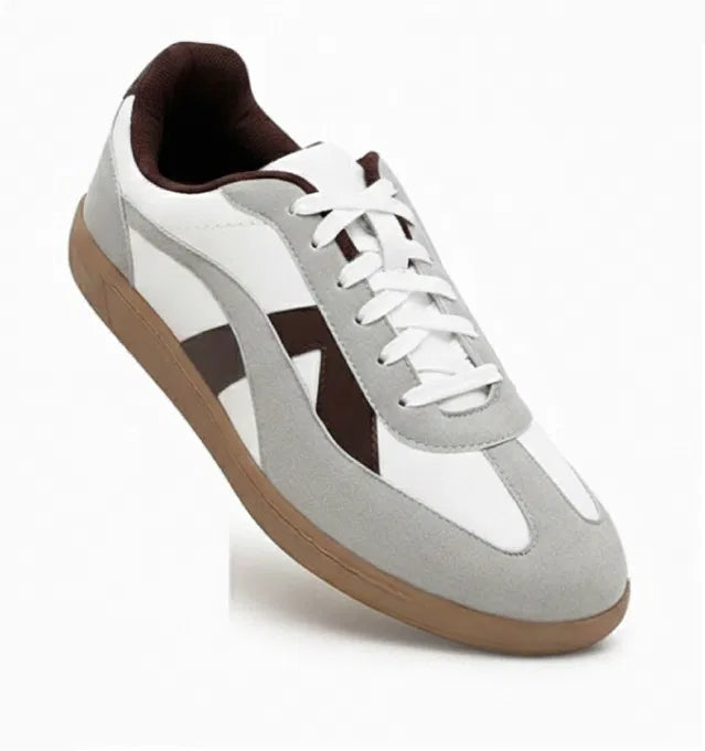RetroEdge White &amp; Brown Classic Sneakers